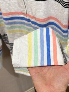 Talbots Black and White Striped Top Medium A10